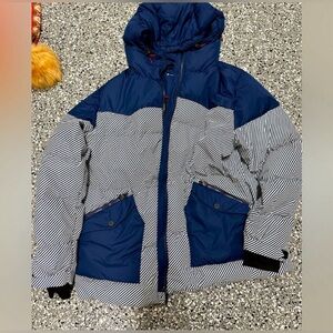 Perfect Moment Portillo Pinstripe Ski & Snowboard Jacket Navy Red Large French